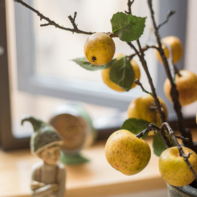 Tige artificielle de pomme de poire rustique, 3 tiges