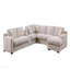 Canapé modulaire en chenille de 141,5 po en chenille beige avec méridienne, porte-gobelets et ports de recharge-418017154