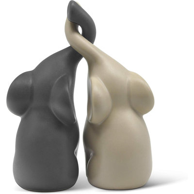Paire d'éléphants aimants en beige et gris