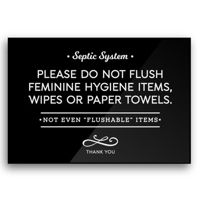 Do Not Flush Feminine Hygiene Items, Wipes or Paper Towels, Elegant Bathroom Sign