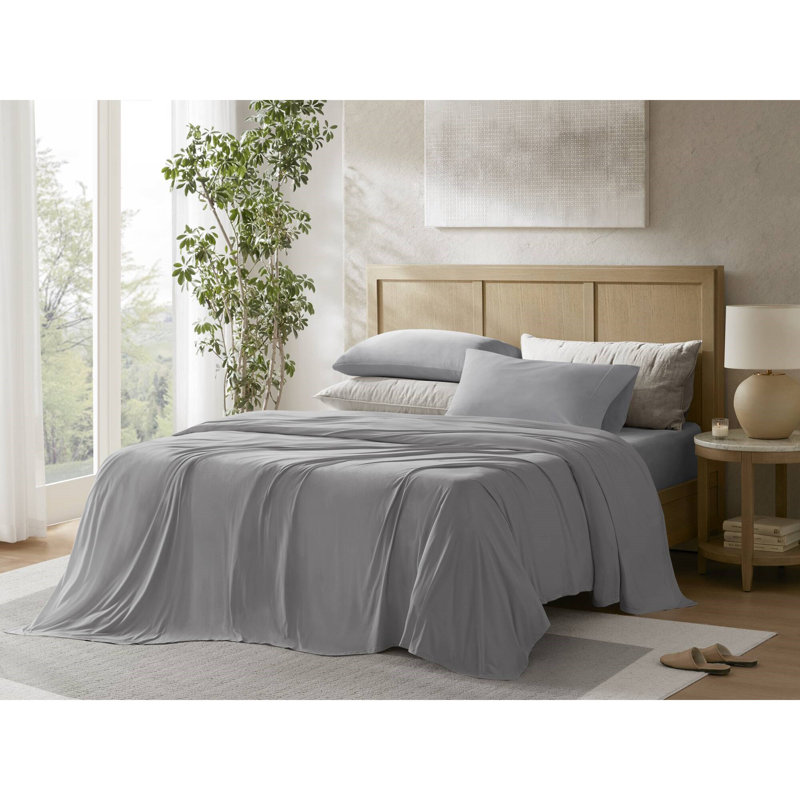 Ensemble de draps en tricot toutes saisons, Gris, Ensemble de draps pour taille de lit double et gra