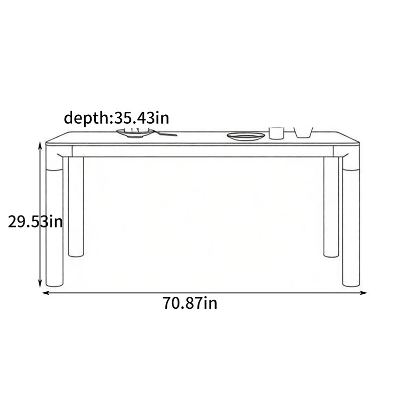 Table de salle à manger simple et rétro, H 29,53 po x L 70,87 po x l 35,43 po
