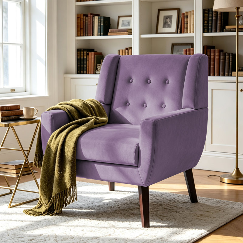 Fauteuil Jaqueze, Velours mauve performance