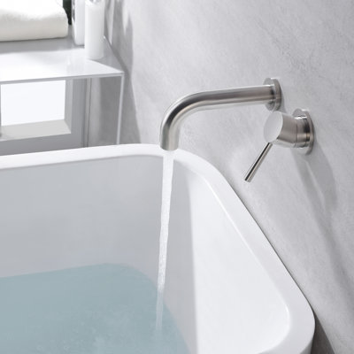 Sumerain Wall Mounted Bathtub Faucet Single Handle, High Flow Tub Filler with Brass Valve
