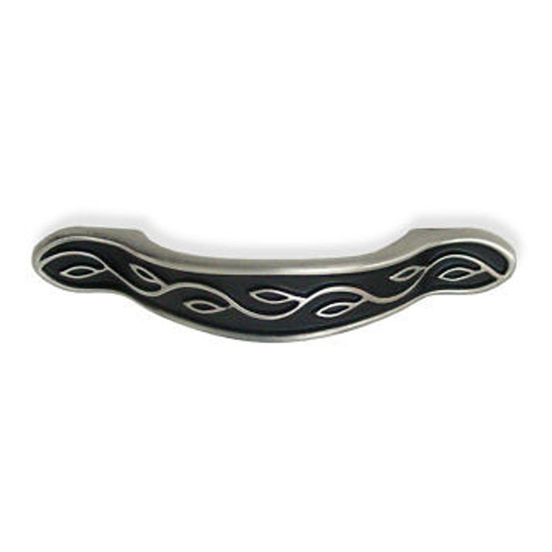 (12-Pack) 3" Leaf & Vine Pull Brushed Satin Pewter & Black