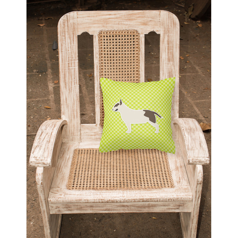 Coussin intérieur/extérieur bull terrier, H 14 po x l 14 po x P 3 po, Vert
