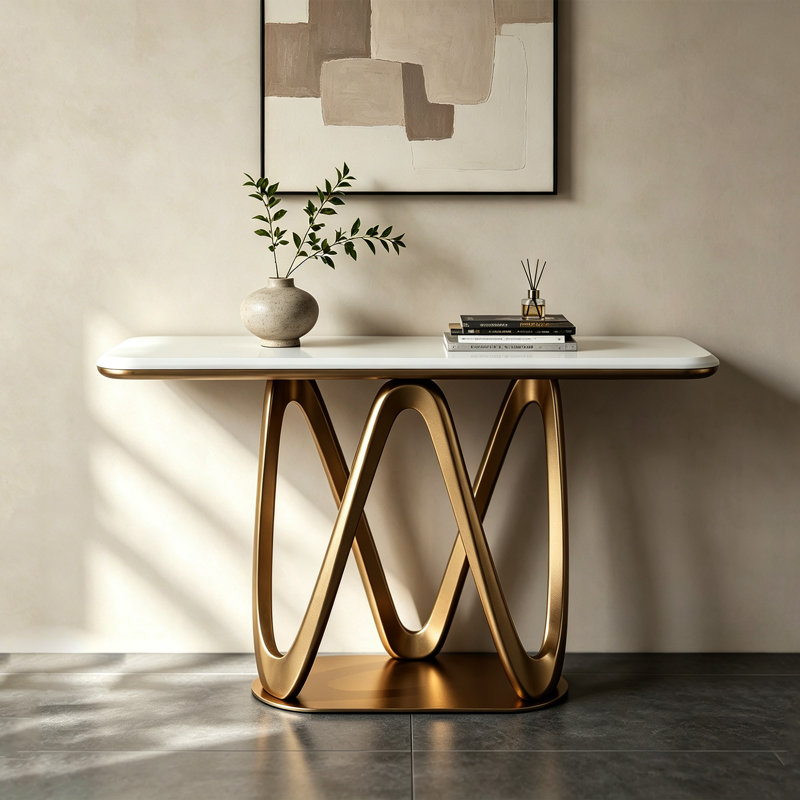 Console de style italien de luxe, H 33,5 po x l 47,2 po x P 13,8 po
