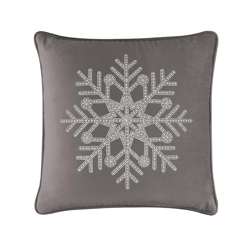 Coussin Sparkles Home Insert luxueux en plumes | Décor et décorations d'hiver, 16 po x 16 po, Gris