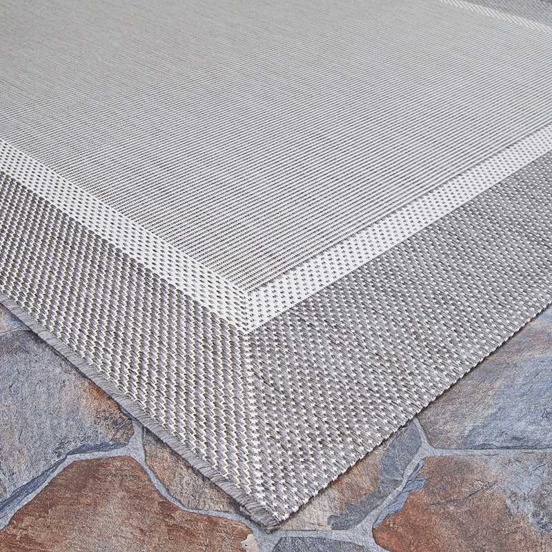 Mikaeel Flatwoven Indoor Outdoor Area Rug, Rectangle 7'6" x 10'9", Ivory / Silver