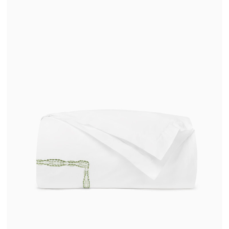Cobblestones Duvet Cover, White/Green, Twin Duvet Cover
