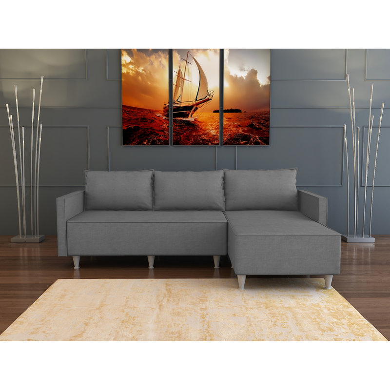 Cozy Grey Sectional With Reversible Functionality, Solid Wood, Easy Assembly, Foam Padding, 5, 79"W 26"D 30"H Living Room Furniture, Semi-Firm Seating, Setup, Wood Frame, 5 Seat, 79"X27"X31