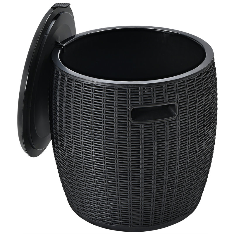 Alayiah Round Outdoor Side Table, Black