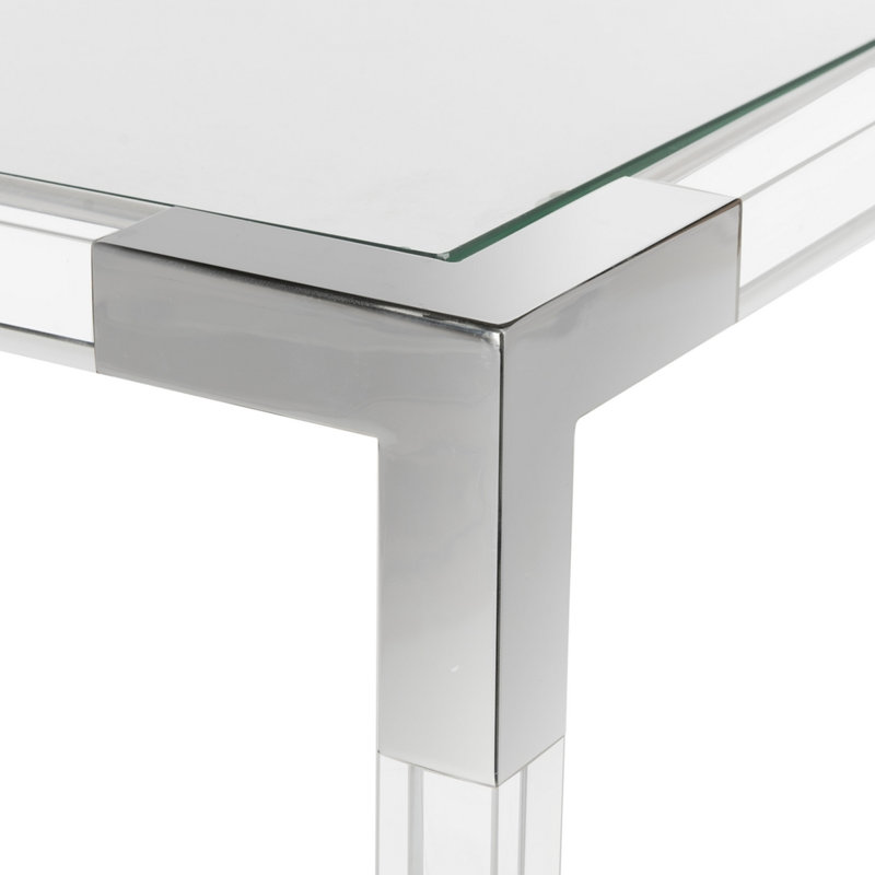 47'' W Glass Console Table, Silver