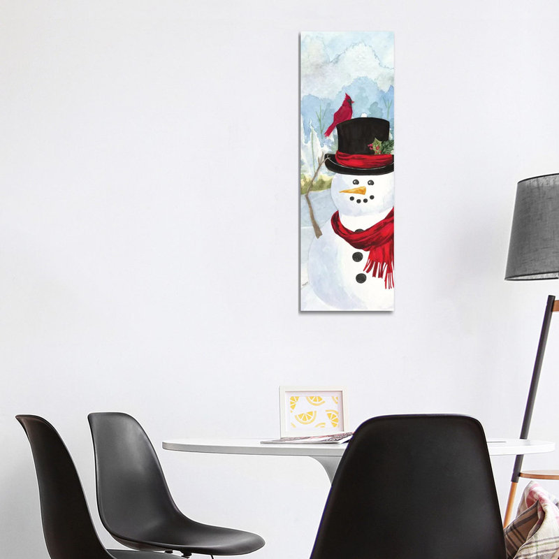 Snowman Christmas Vertical II by Tara Reed - Wrapped Canvas Panoramic Painting, 30.48 cm H x 91.44 cm W x 1.91 cm D