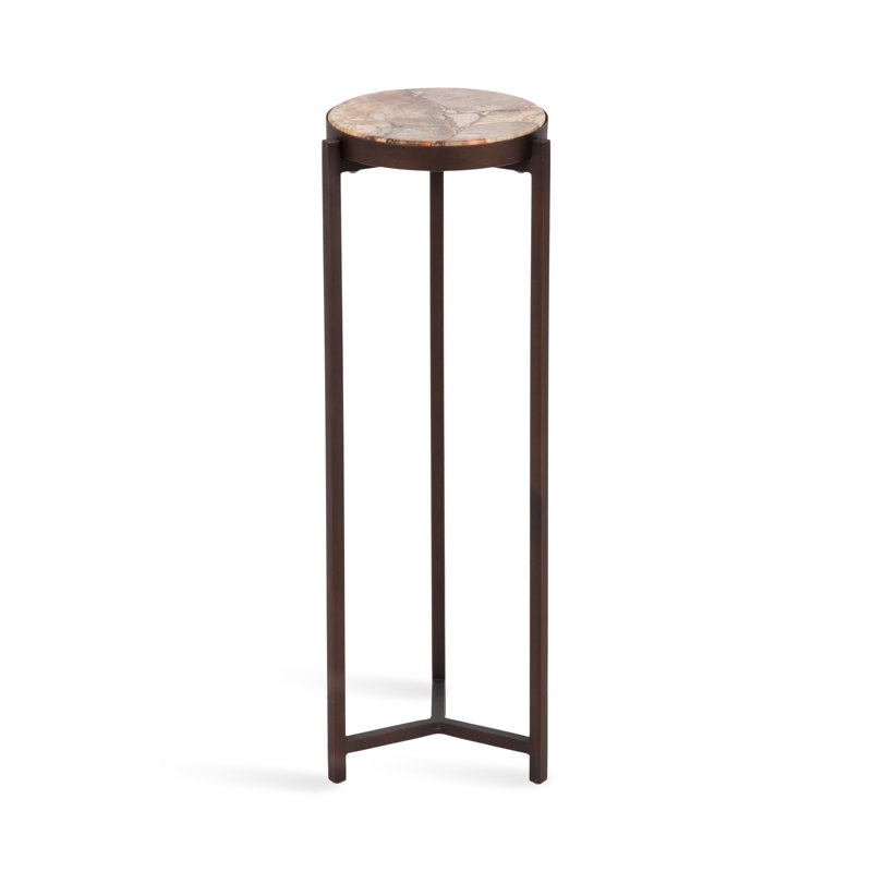 Eveland Round Metal Drink Table, Bronze, Brown
