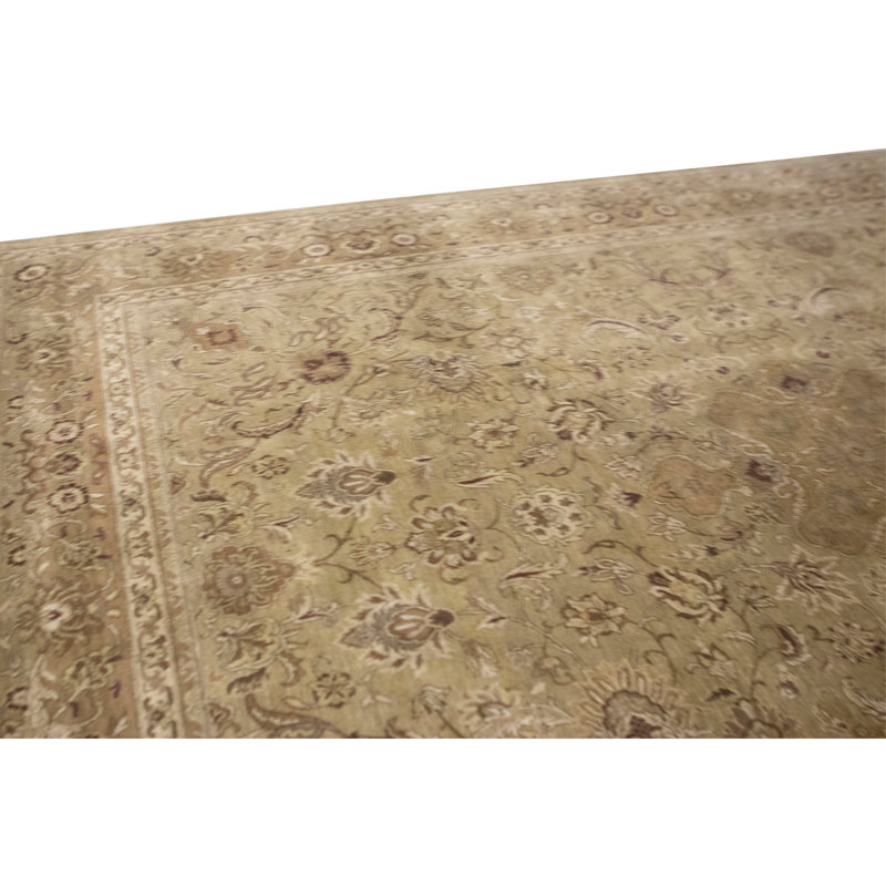Hand Knotted Wool Oriental Area Rug in Gold