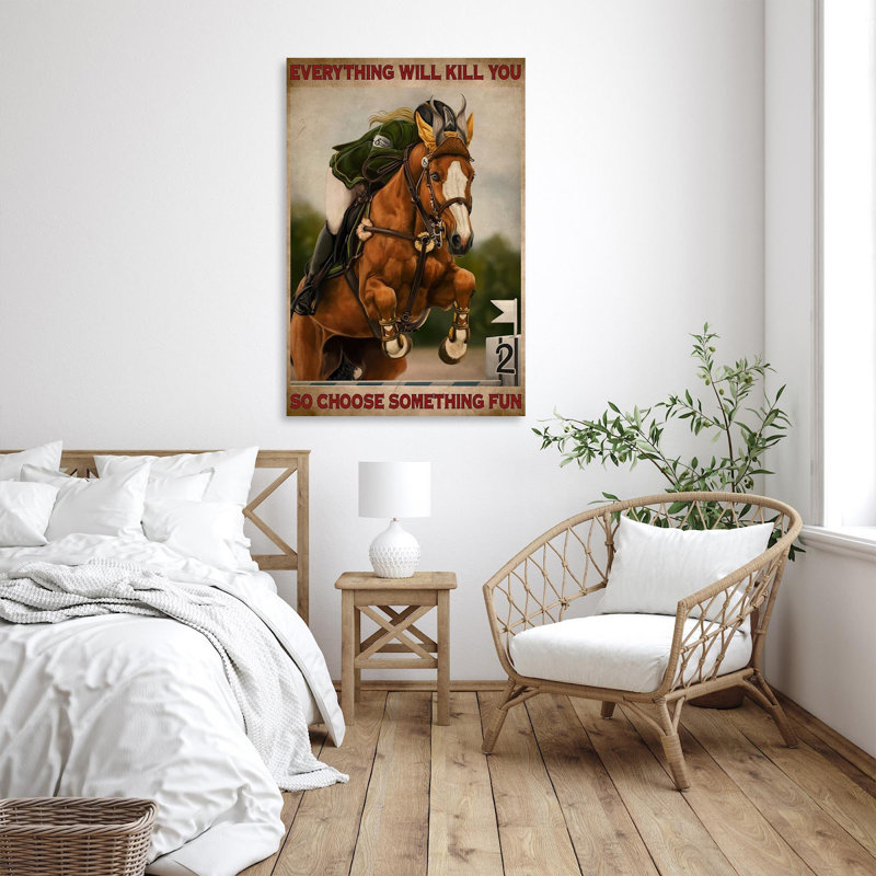 «Horse Racing», «Will Will Kill You So so Quelque chose d'amusant», impression d'art graphique sur toile tendue
