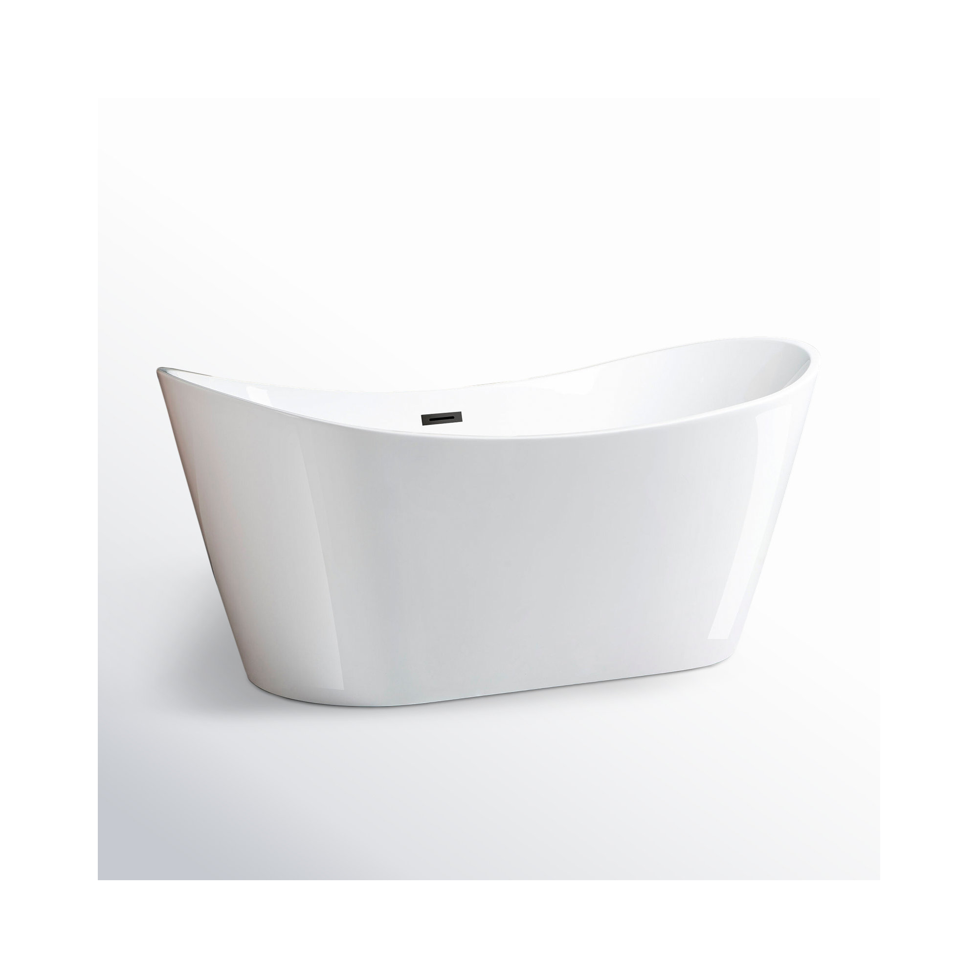 67'' x 32'' Freestanding Soaking Acrylic Bathtub, White, Matte Black