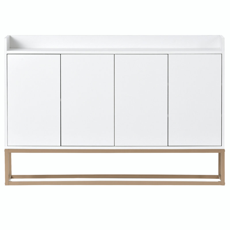 Joshveer Modern Sideboard Elegant Buffet Cabinet with Large Storage Space for Dining Room, Entryway, White/Gold