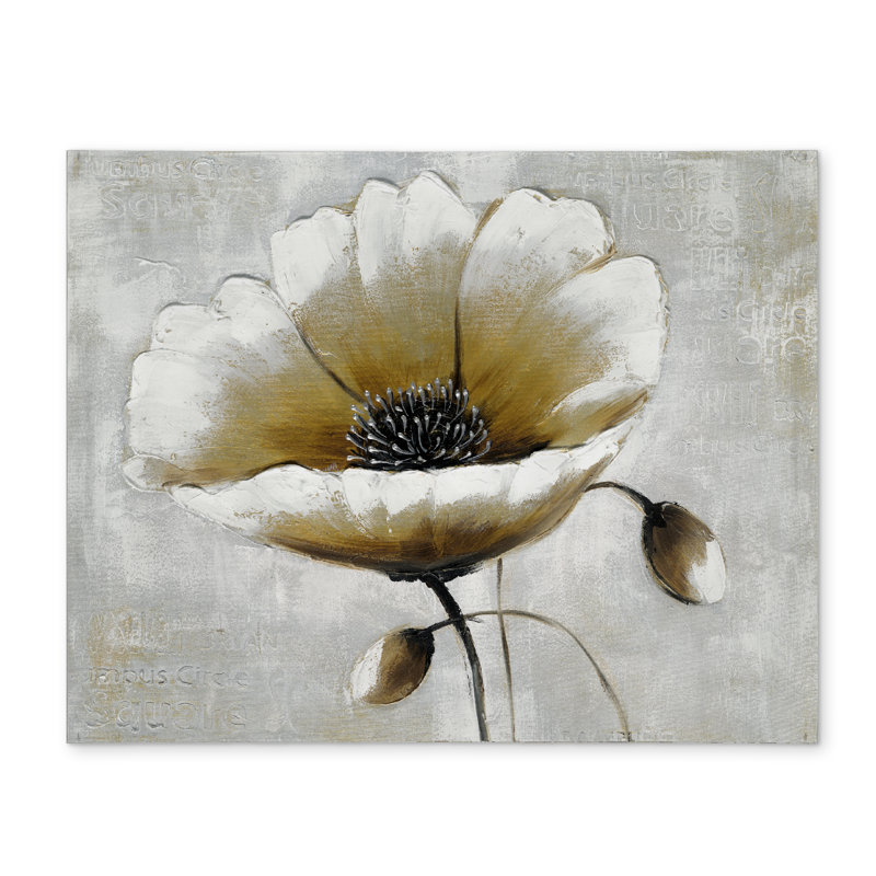 Modern Beige Flower Botanical White Polyester Placemat