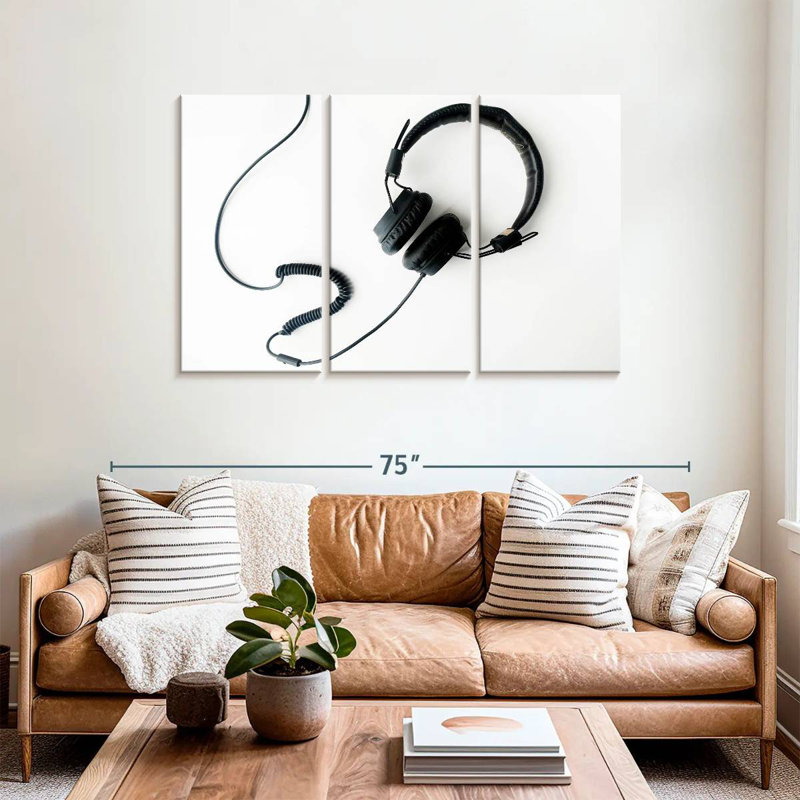 Abarca Black Wired Headphones, 36" H x 57" W