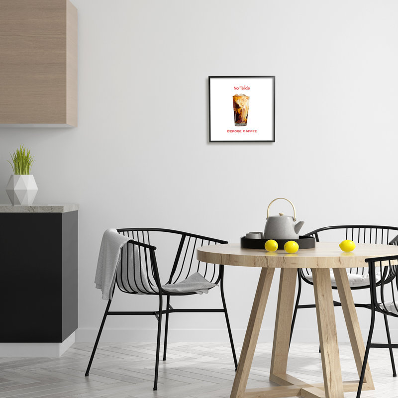 Pas de conversation avant le café, cuisine décontractée, tourbillons de lait par Amelia Noyes, reproduction d'art sur cadre flottant