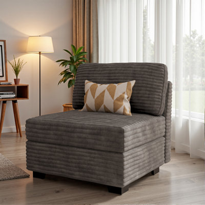 32.7'' Corduroy Upholstered Modular Armless Chair, Sectional Sofa Piece