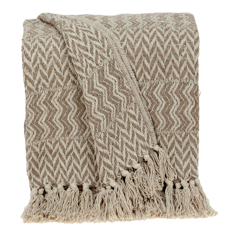 Jeté tissé à la main multicolore à chevrons beige
