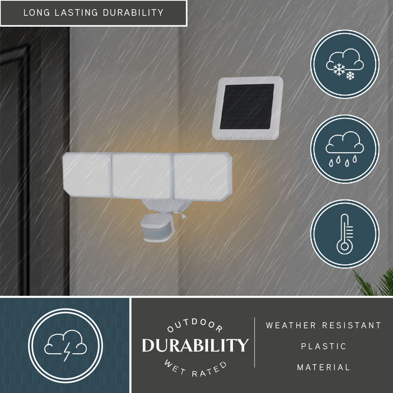 White Solar Powered LED Outdoor Security Flood Light with Motion Sensor