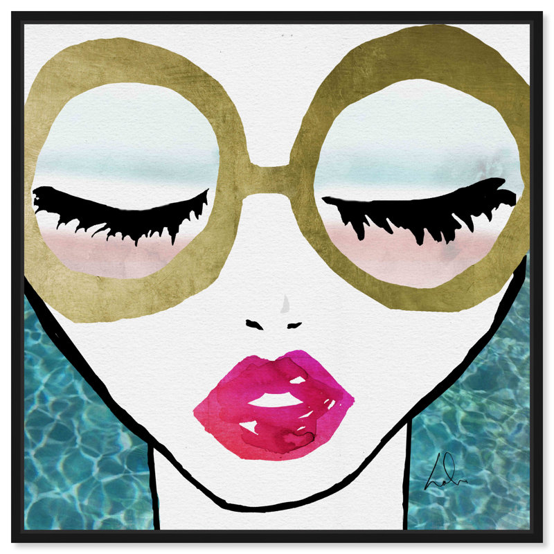 " Ready For The Water Golden " Painting Print, 40" H x 40" W x 2" D, Black