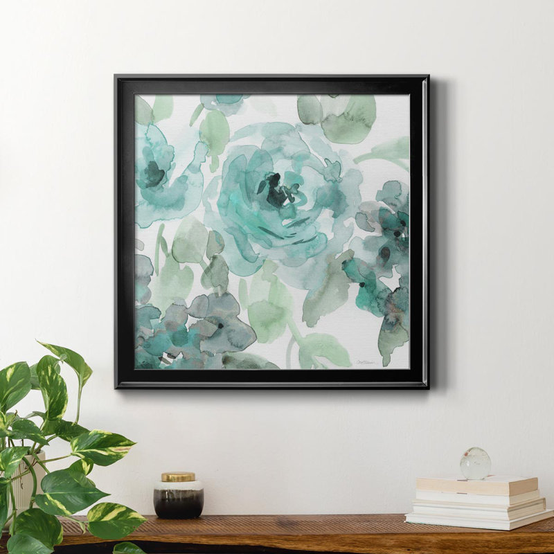 Toile encadrée Belle's Teal II-Premium - prête à être accrochée, H 17,5 po x l 17,5 po x P 1,5 po, Noir
