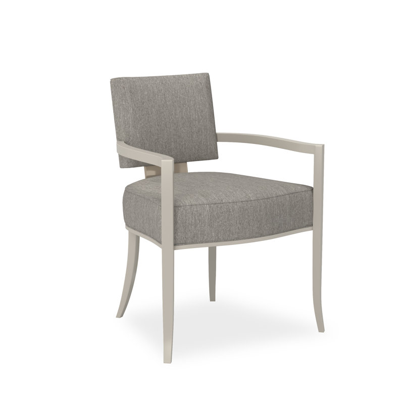 Caracole Classic Upholstered Arm Chair, Pearl/Gold, Gray