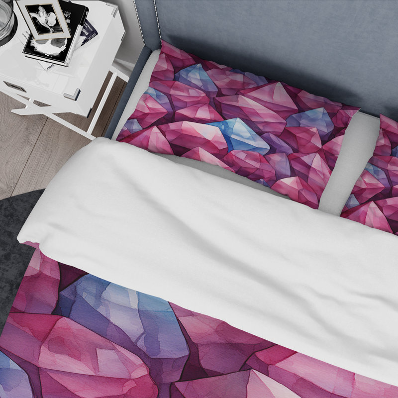 Ensemble de housse de couette Pink Gemstones Fusion III - Abstract Shapes, Housse de couette pour très grand lit et 2 très 