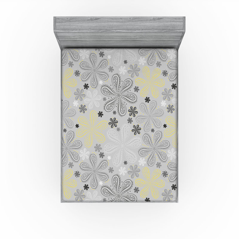 Drap-housse gris Ambesonne, Ensemble de draps pour lit très grand californien