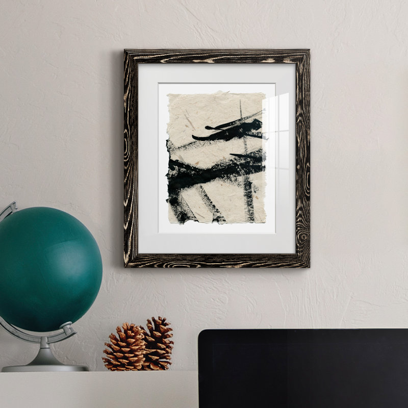 Lignes croisées II - peinture encadrée, Papier encadré noir, H 20 po x l 17 po x P 1,5 po