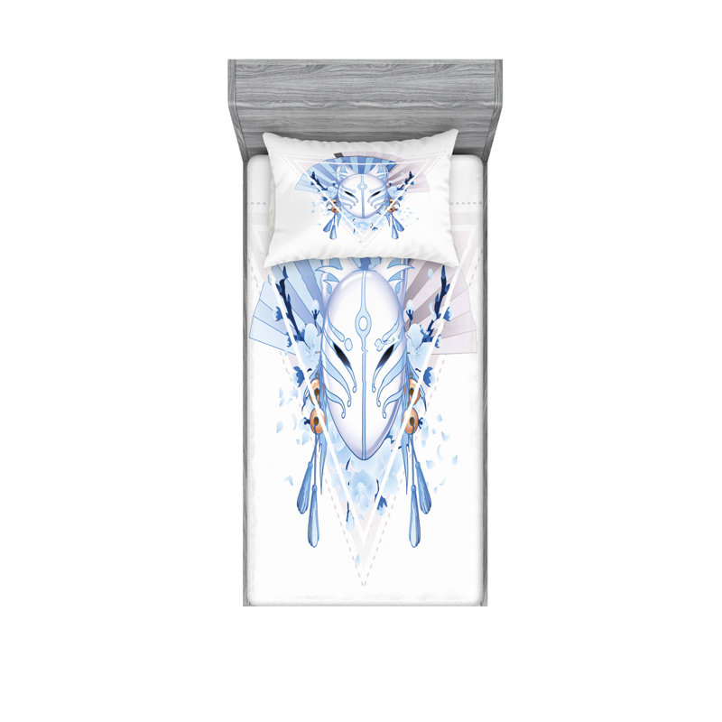 Ensemble de draps kitsune fox mask, Ensemble de draps pour lit simple avec drap-housse