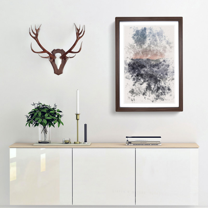 Ben Lui Mountain Scotland Watercolour - Picture Frame Graphic Art, 33cm H x 24cm W x 2cm D, Walnut Framed