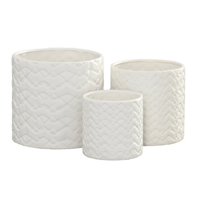 Pot rond en céramique blanc mat - H 7,50 po