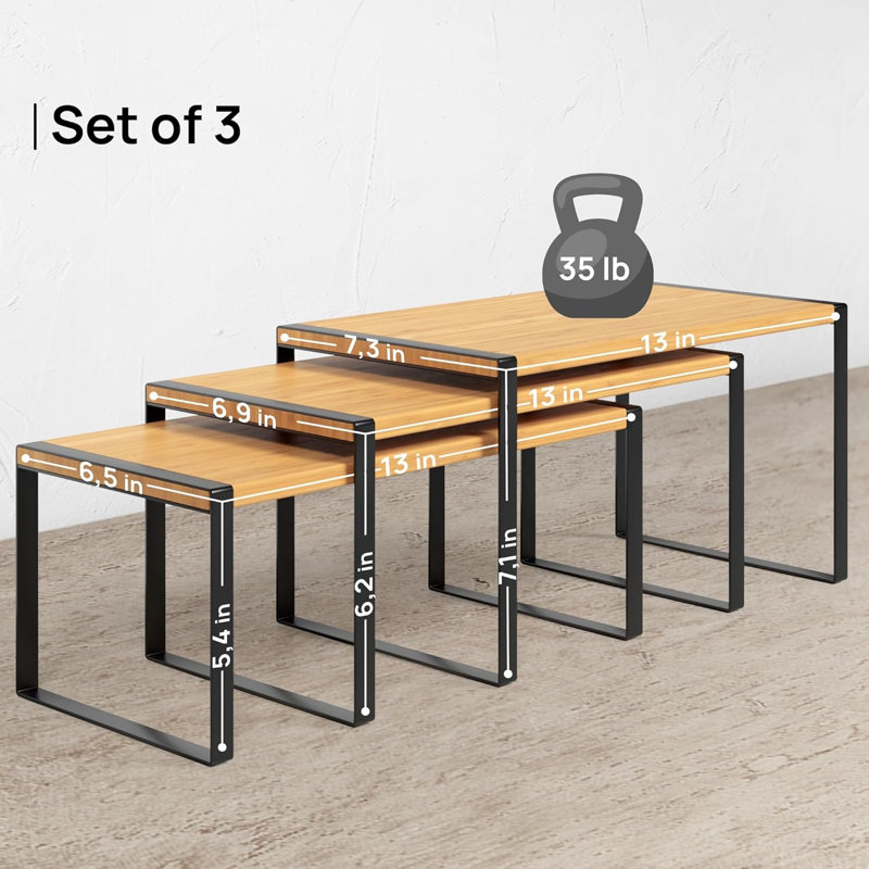 Ensemble de 3 tablettes de rangement pour armoire de cuisine, Naturel