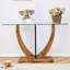Table rectangulaire en verre trempé - Design minimaliste moderne pour l'entrée et la vie, teinture - Base épaisse simple à assembler parfois Pattes supérieures de 0,39 po convenant aux égratignures - Facile