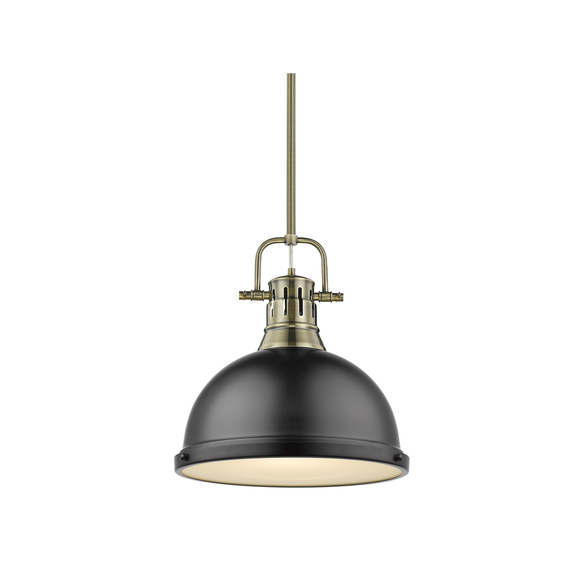 Calico Single Light Steel Dimmable Pendant, Aged Brass, Matte Black