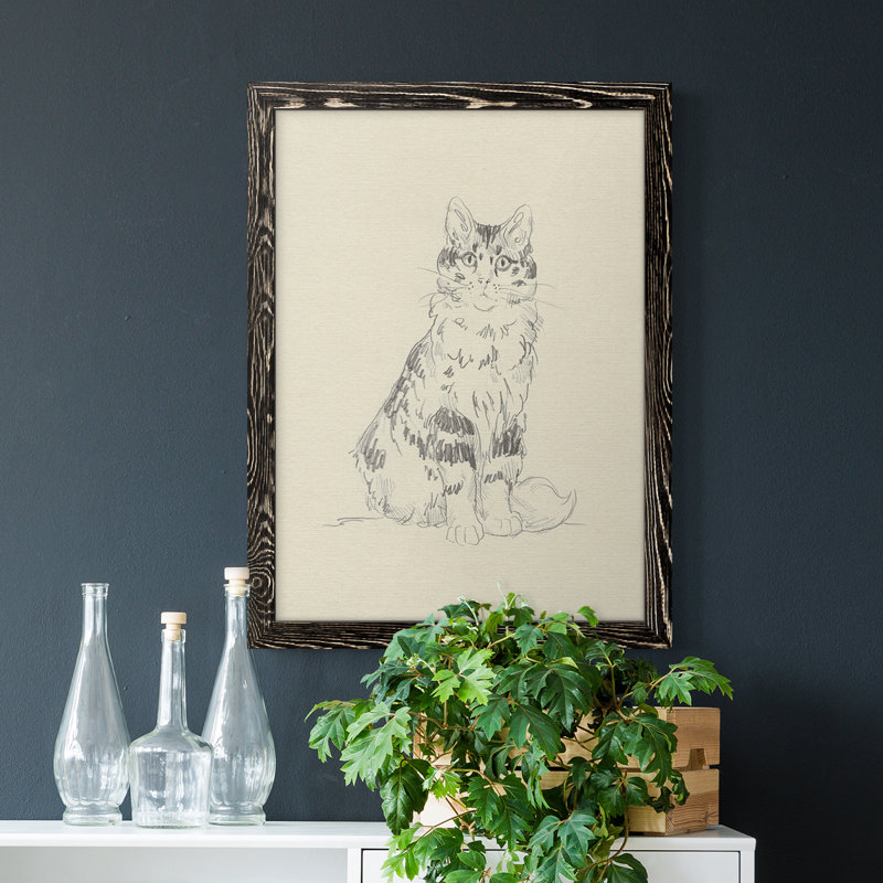 Toile encadrée de qualité supérieure House Cat III - prête à être accrochée, Noir, H 44 po x l 31 po x P 1 po
