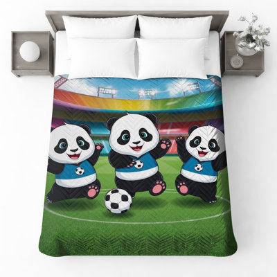 Dessin de couvre-lit matelassé Panda Soccer toutes tailles