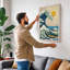 Great Wave Rising Japandi - Wrapped Canvas-216562338-216562336