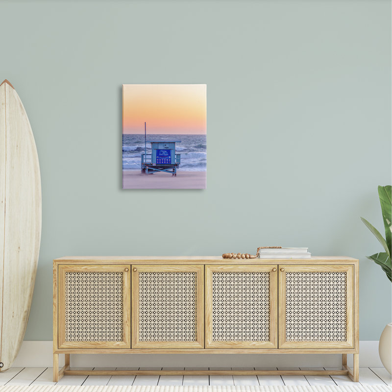 «Tranquil Orange Sunset Beach Hut Ocean Shore» par Jeff Poe, Toile tendue, H 30 po x l 24 po x P 1,5 po