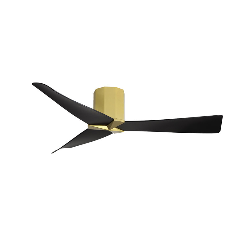 52 In. 3 Abs Blades Indoor Flush Mount Ceiling Fan Without Light, Gold, Black