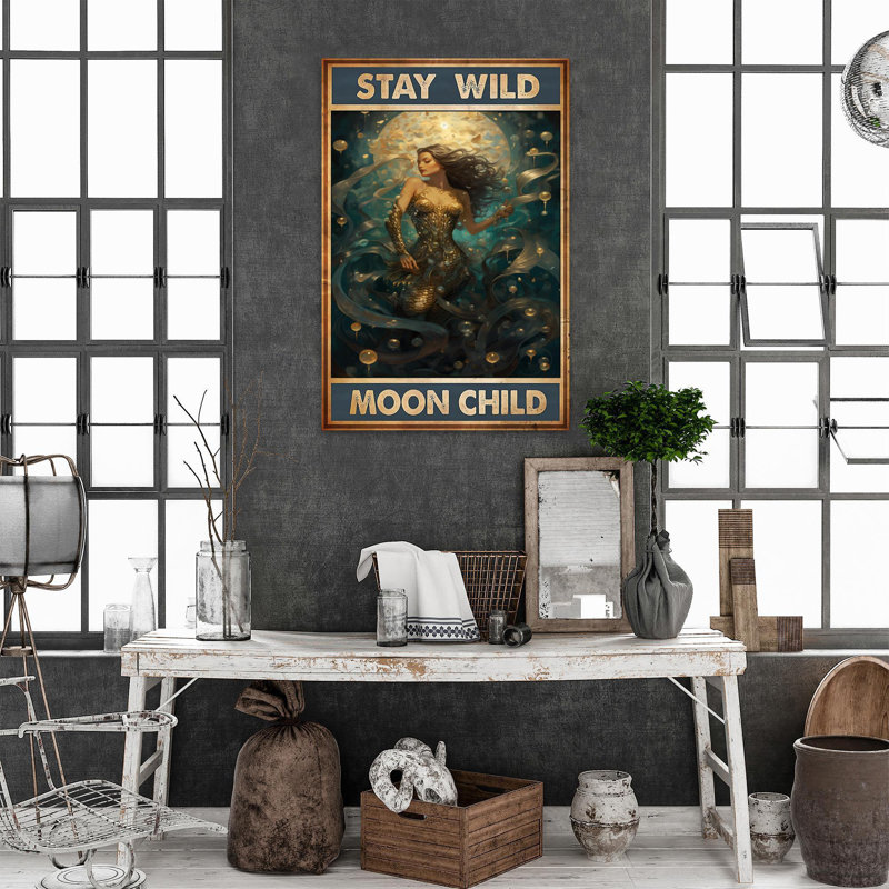 Mermaid Stay Wild Moon Child 2, H 14 po x l 11 po x P 1,25 po