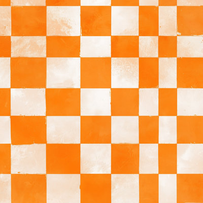 Checkered Wallpaper Orange Geometric Removable Wall Decor