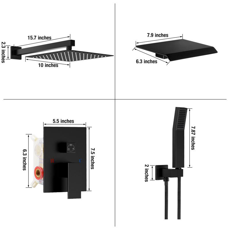 with Rough in-Valve, Matte Black