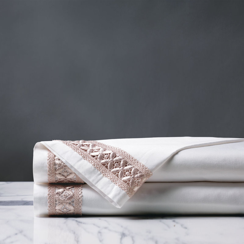 Juliet Flat Sheet, White/Fawn, Queen Flat Sheet